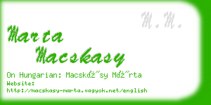marta macskasy business card
